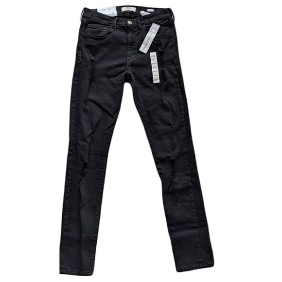 NWT DENIM GOLD black high rise distressed jeans size 28x32 - Picture 1 of 13